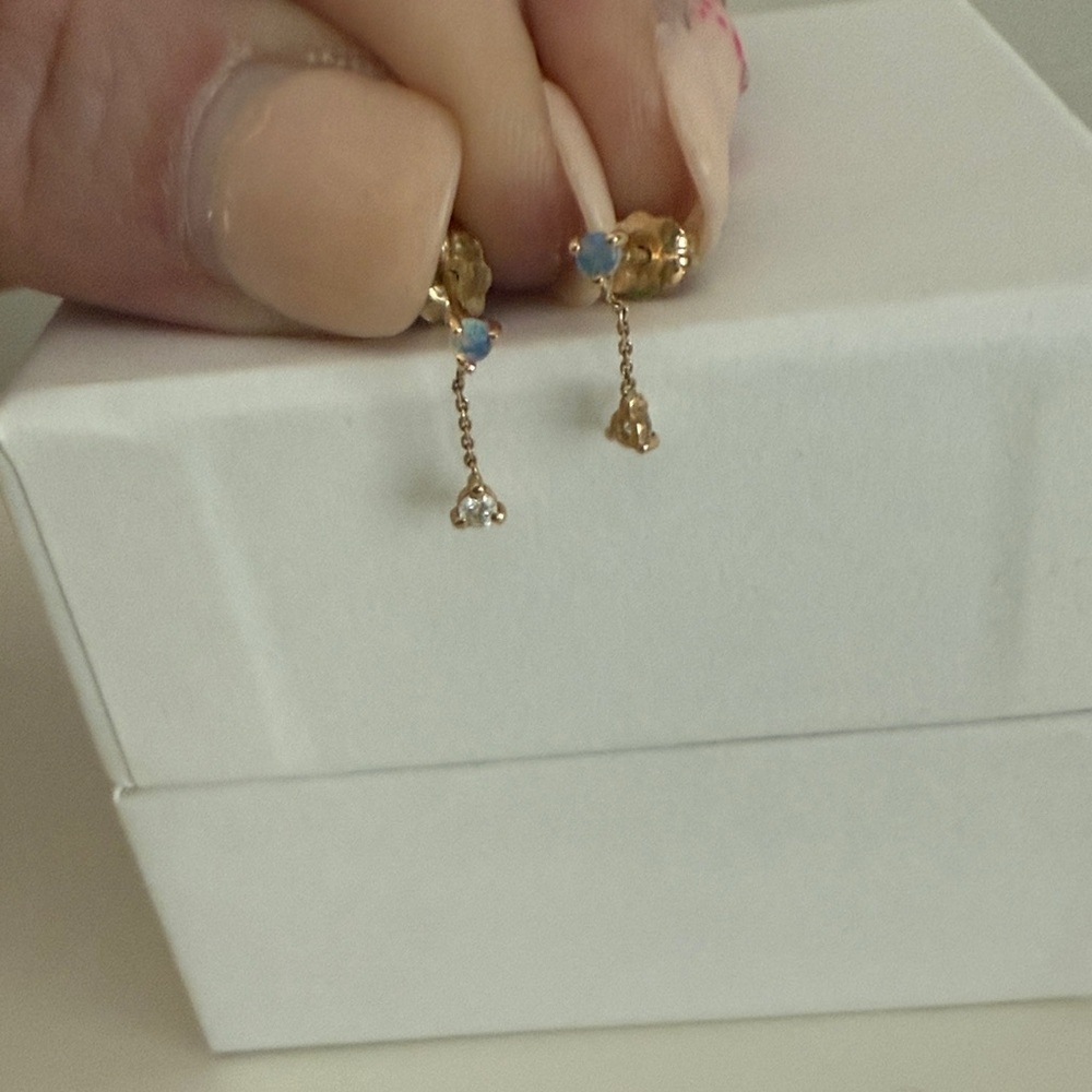 WWAKE Gold and Blue Chain Earrings